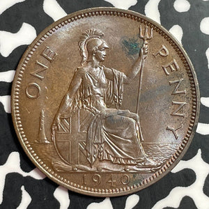 1940 Great Britain 1 Penny Lot#E7581 Beautiful Detail, Spots