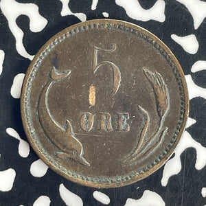1884 Denmark 5 Ore Lot#T8541