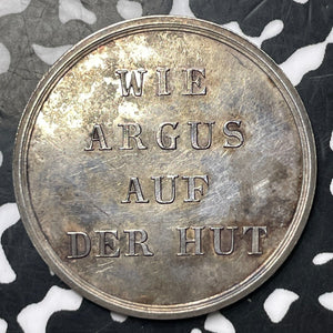 (1803) Germany 'Like Argus On Watch' Medal By Loos Lot#JM8384 Silver! 30mm