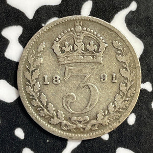 1891 Great Britain 3 Pence Threepence Lot#E3217 Silver!