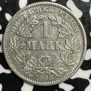 1908-G Germany 1 Mark Lot#E3778 Silver!