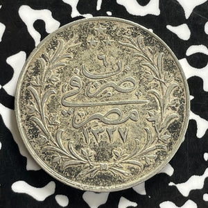 AH 1327 Year 6 (1913-H) Egypt 10 Qirsh Lot#JM0200 Silver! Nice!