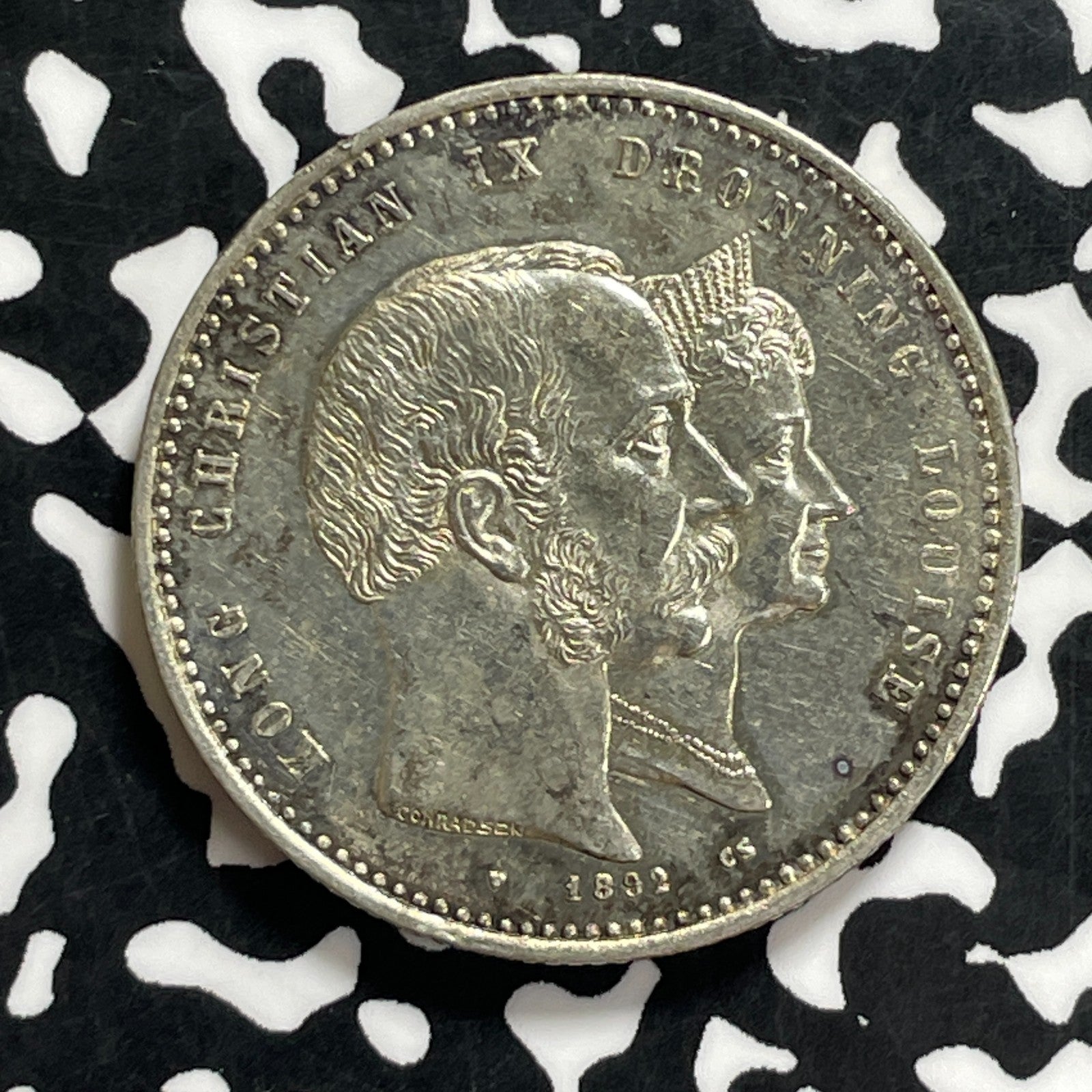 1892 Denmark 2 Kroner Lot#JM9929 Silver! High Grade! Beautiful!