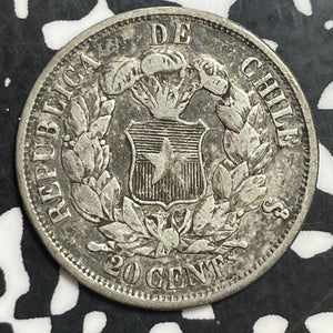 1866 Chile 20 Centavos Lot#T1258 Silver!