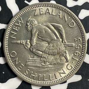 1953 New Zealand 1 Shilling Lot#T0754 High Grade! Beautiful! Key Date!