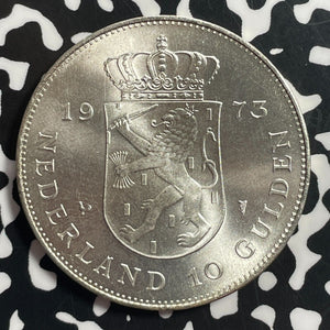 1973 Netherlands 2 1/2 Gulden Lot#T1104 Lrg. Silver Coin! High Grade! Beautiful!