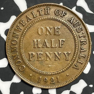 1921 Australia 1/2 Penny Half Penny Lot#E6285