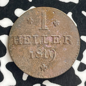 1819-F Germany Frankfurt 1 Heller Lot#T7623 High Grade! Beautiful!