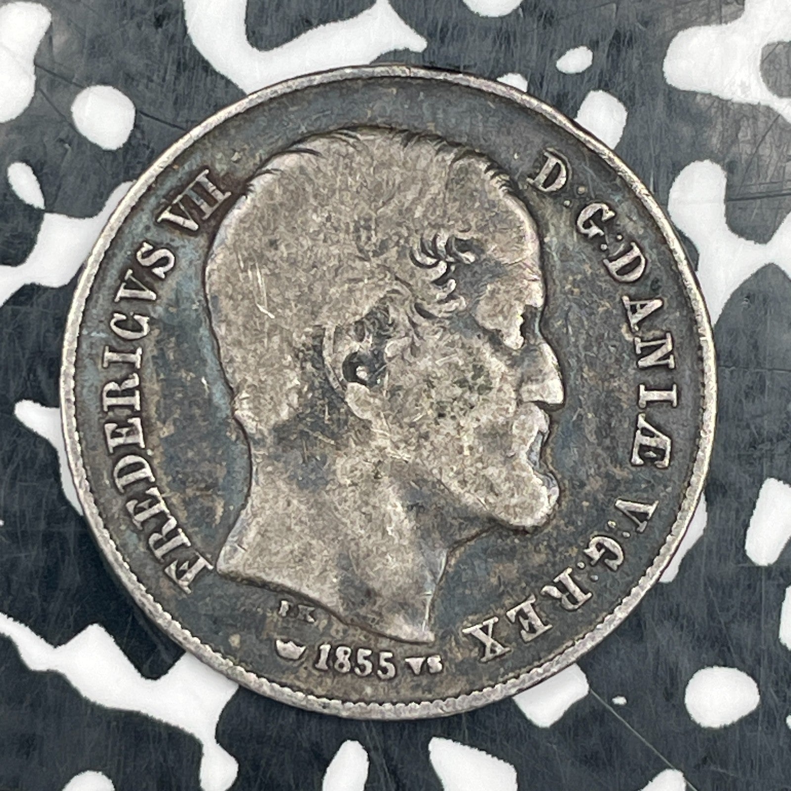 1855 Denmark Half 1/2 Rigsdaler Lot#N3302 Silver!