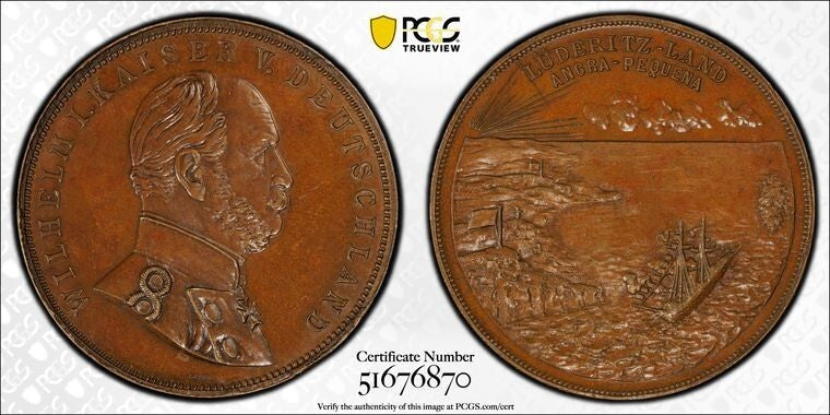 1884 Germany Prussia Capture Of Ludenitzland Medal PCGS MS64BN Lot#G9902 Scarce!