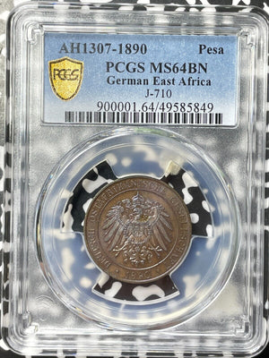 1890 German East Africa 1 Pesa PCGS MS64BN Lot#G7565 Choice UNC! J-710