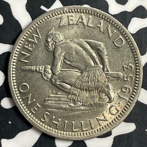 1953 New Zealand 1 Shilling Lot#T0741 High Grade! Beautiful! Key Date!