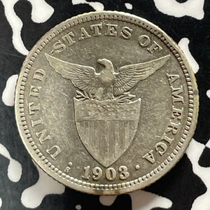 1903-S U.S. Philippines 20 Centavos Lot#T5256 Silver! Better Date