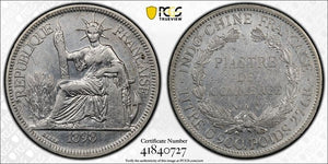 1898-A French Indo-China 1 Piastre PCGS Cleaned-AU Detail Lot#MK98 Silver!