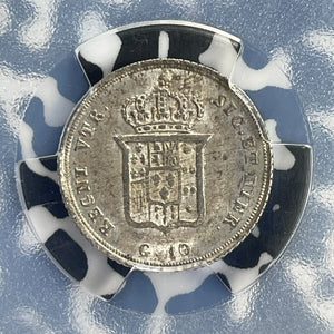 1836 Italy Naples & Sicily 10 Grani PCGS AU58 Lot#G1081 Silver! KM323