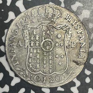 1798 Italy Naples & Sicily 120 Grana Lot#JM9134 Large Silver!