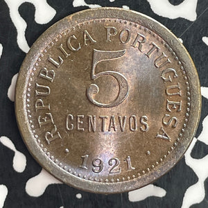 1921 Portugal 5 Centavos Lot#T8202 High Grade! Beautiful!