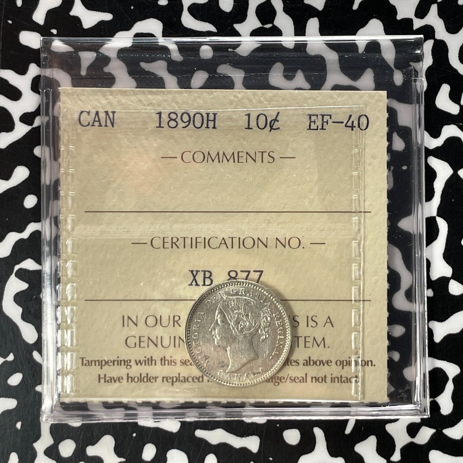 1890-H Canada 10 Cents ICCS XF40 Lot#OV1483 Silver!