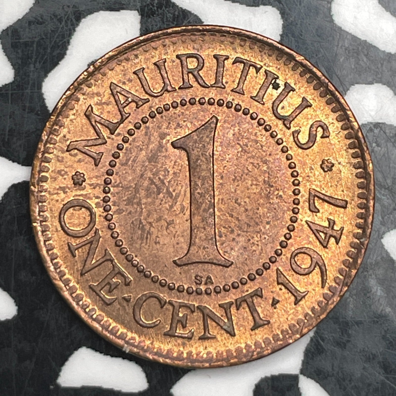 1947 Mauritius 1 Cent Lot#F7222 High Grade! Beautiful!