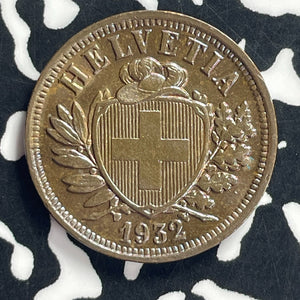 1932 Switzerland 2 Rappen Lot#T9242 High Grade! Beautiful Toning!