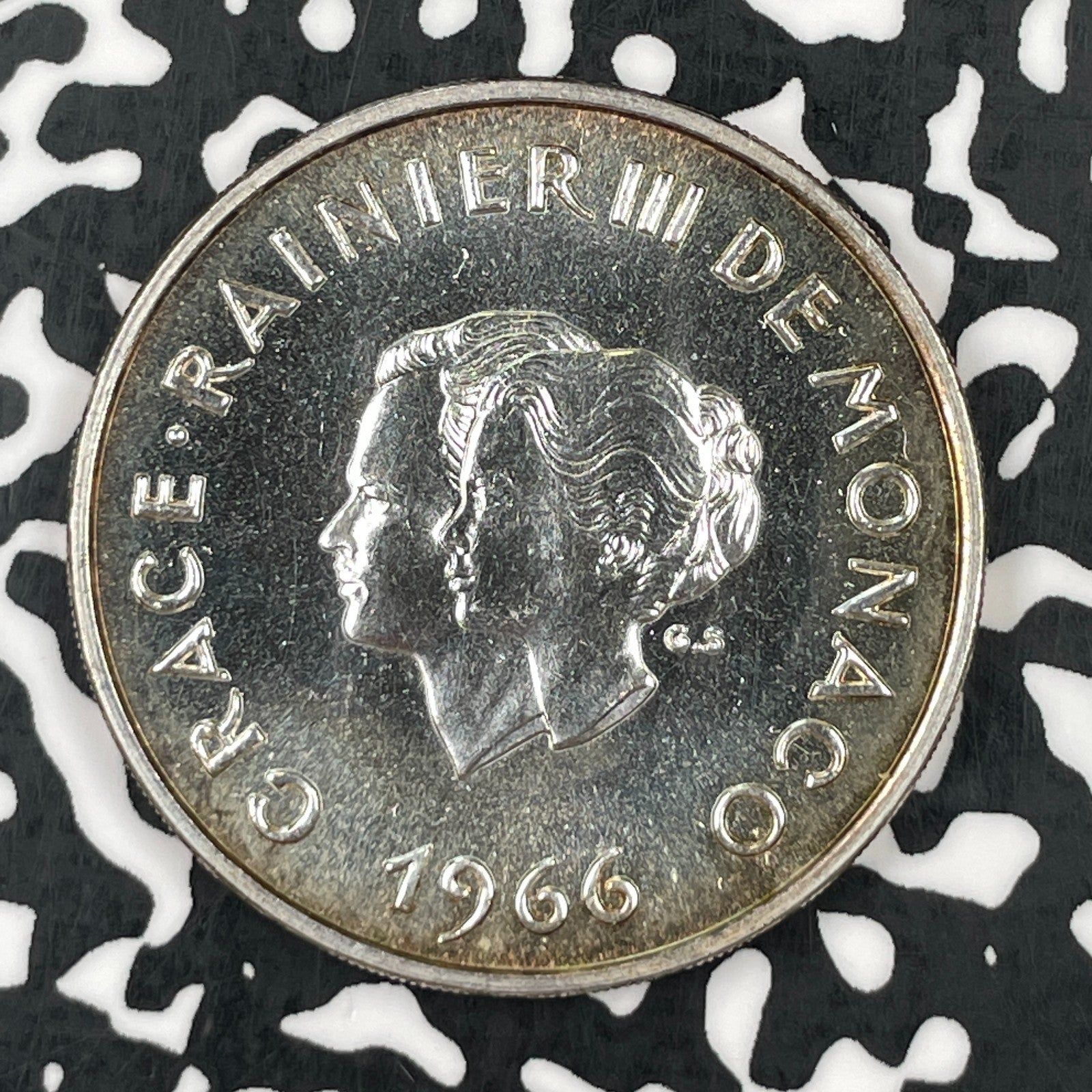 1966 Monaco 10 Francs Lot#JM1509 Large Silver! Proof! KM#XM1