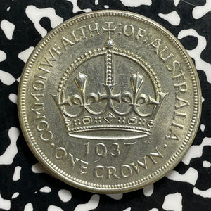1937 Australia 1 Crown Lot#JM9959 Large Silver! High Grade! Beautiful!