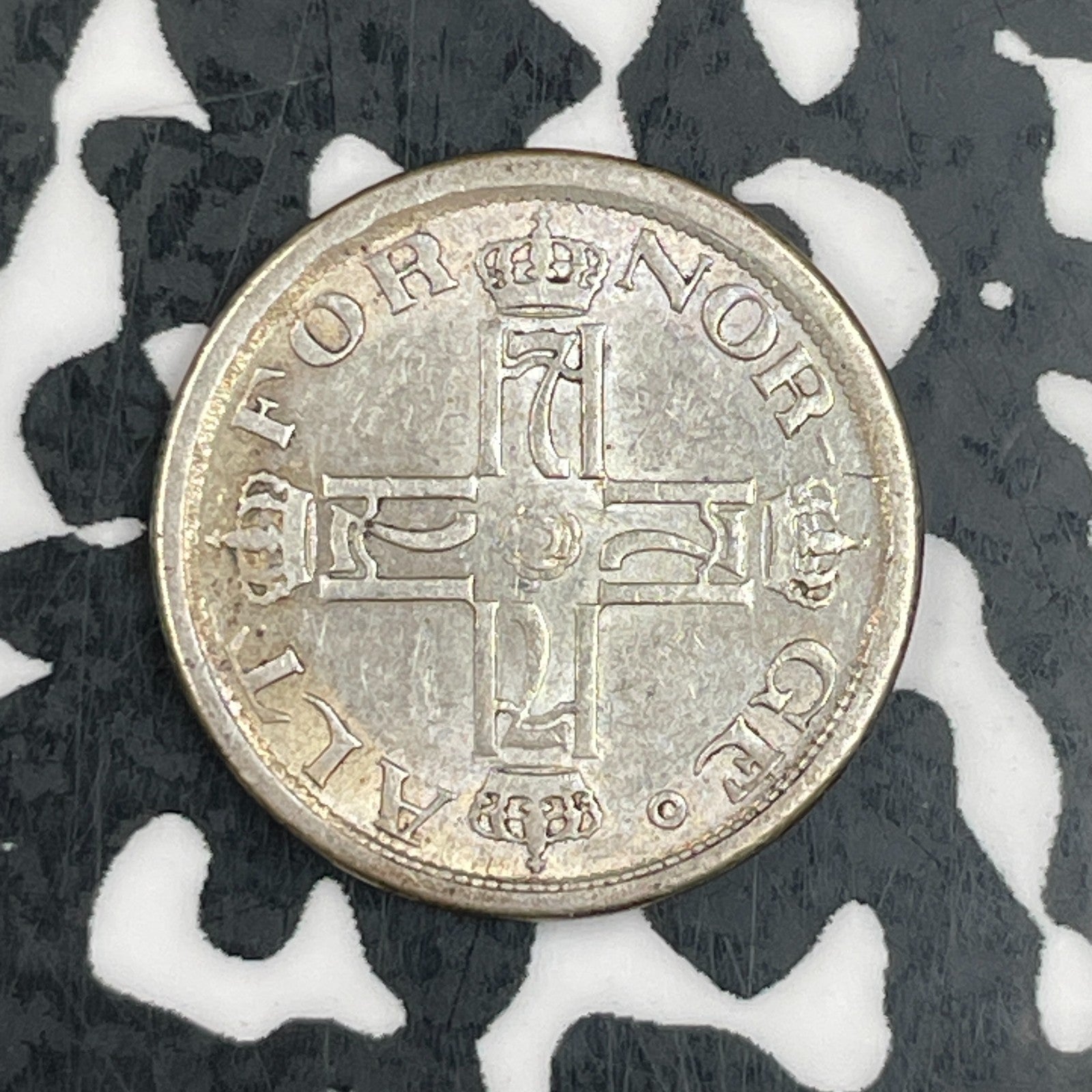 1919 Norway 25 Ore Lot#F6833 Silver! Nice!