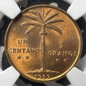 1959 Dominican 1 Centavo NGC MS64BN Lot#G8545 Choice UNC!