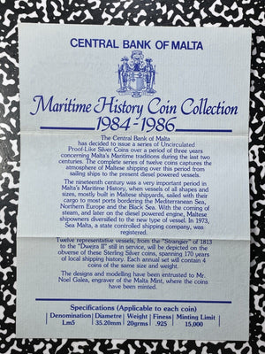 (1984-86) Malta 4x Coin Maritime History Mint Set Lot#B1987 Silver! With Case