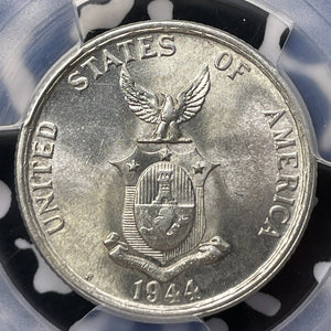 1944-S U.S. Philippines 50 Centavos PCGS MS65 Lot#G9214 Silver! Gem BU!