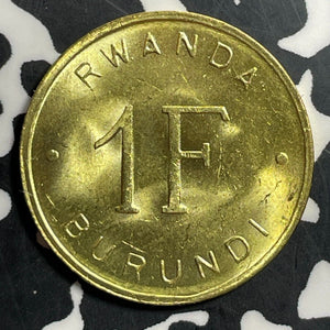 1961 Rwanda Burundi 1 Franc Lot#E7855 High Grade! Beautiful!