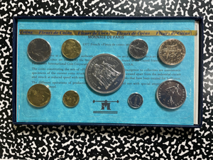 1977 France 9x Coin Proof Set Lot#B2742 Including Silver! With Case & C.O.A.
