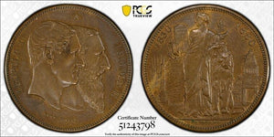 1880 Belgium 5 Francs Copper Pattern PCGS Cleaned-UNC Detail Lot#G9313