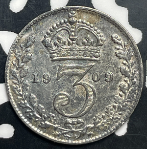 1909 Great Britain 3 Pence Threepence Lot#T9980 Silver!