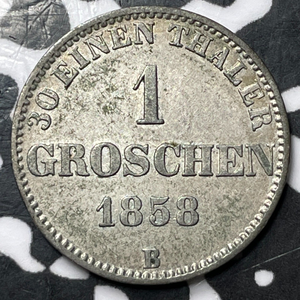 1858-B Germany Oldenburg 1 Groschen Lot#D7082 Silver! Nice! KM#194