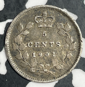 1901 Canada 5 Cents Lot#T3357 Silver!