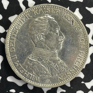 1914 Germany Prussia 3 Mark Lot#C0171 Silver! Nice!