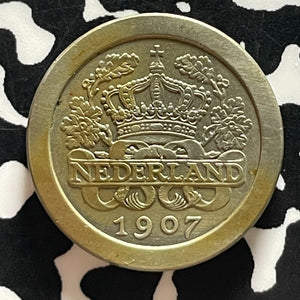 1907 Netherlands 5 Cents Lot#T5436 High Grade! Beautiful!