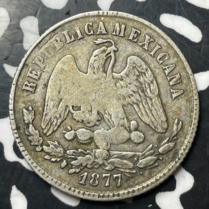 1877-Zs S Mexico 25 Centavos Lot#E7075 Silver!