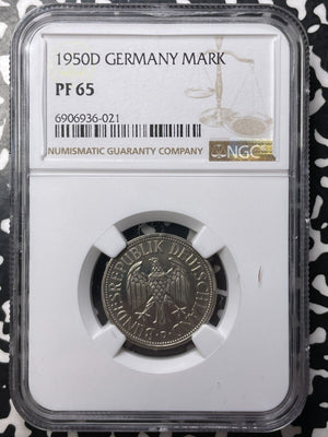 1950-D West Germany 1 Mark NGC PR65 Lot#G8718 Solo Top Graded! 700 Struck