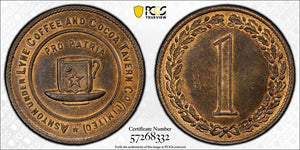 (1878-99) G.B. Ashton-Under-Lyne Coffee 1 Penny Token PCGS MS65BN Lot#G755