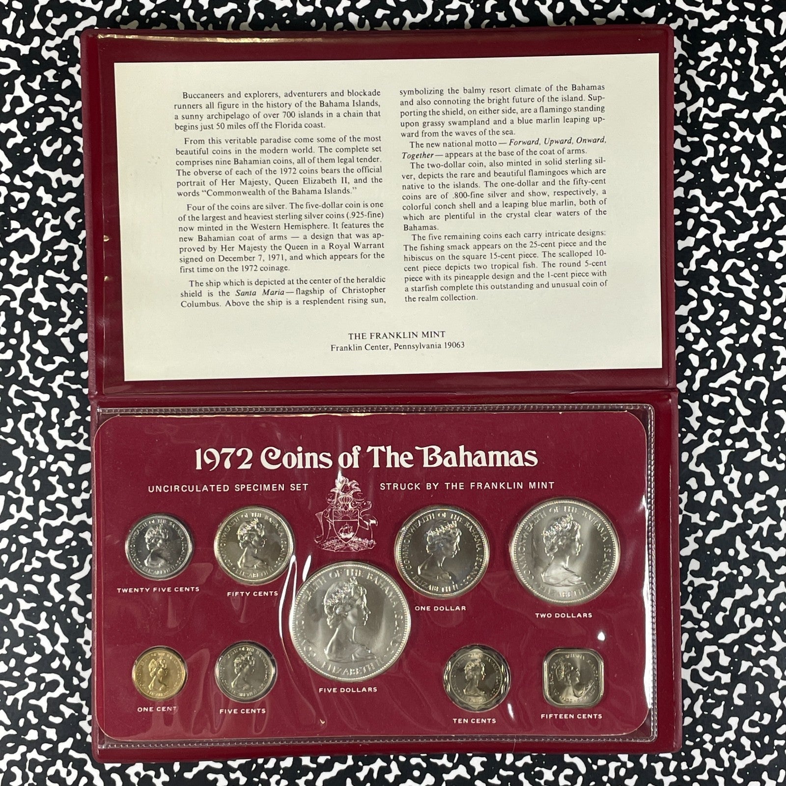 1972 Bahamas 9x Coin Uncirculated Mint Set Lot#B3344 Silver! With Case & C.O.A.