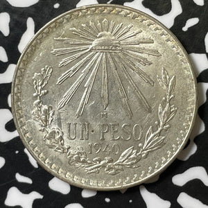 1940 Mexico 1 Peso Lot#E5004 Silver! High Grade! Beautiful!