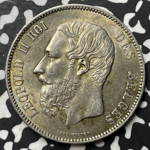 1872 Belgium 5 Francs Lot#JM8099 Large Silver! High Grade! Beautiful!