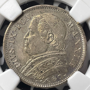 1869-R Papal States 1 Lira NGC MS63 Lot#G8970 Silver! Choice UNC!