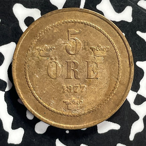 1877 Sweden 5 Ore Lot#T9505 Cleaned