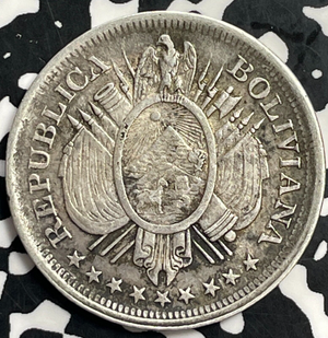 1899 Bolivia 50 Centavos Lot#T0172 Silver!