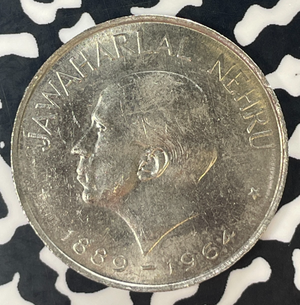 1964 India 1 Rupee Lot#T8907 High Grade! Beautiful!
