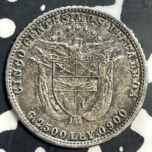 1904 Panama 5 Centesimos Lot#T0063 Silver! Nice!