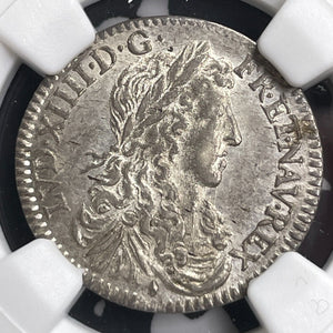 1660-& France 1/12 Ecu NGC AU58 Lot#G9579 Silver! Scarce! KM#199.14